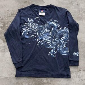 Vintage JNCO AOP Navy Blue Dragon Long Sleeve Shirt